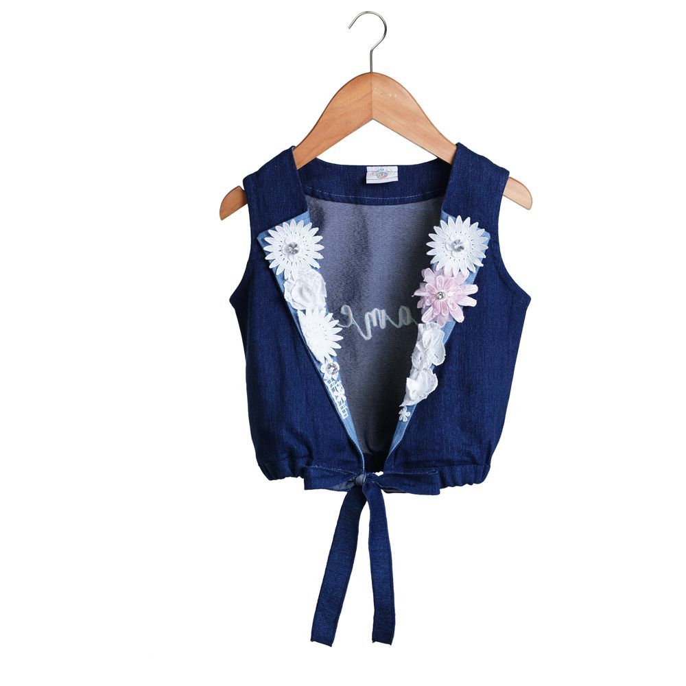 Mi Dulce An'Ya - Customized Sleeveless Lace Denim Jacket For Girls