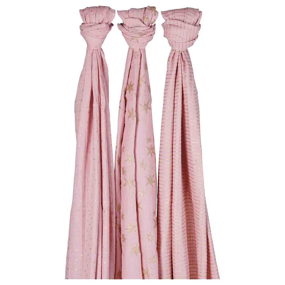 Mi Dulce An'Ya - Starry Swaddle Set - 3Pc-Set - Blush