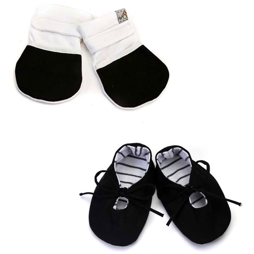 Mi Dulce An'ya Shoes and Mittens - Black & White