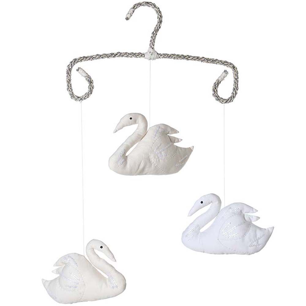 Mi Dulce An'ya - Hand Embellished Swan Mobile - Ivory/Grey