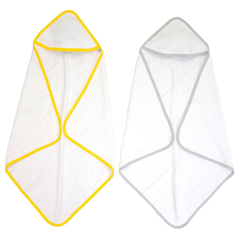 Mi Dulce An'ya - Set Of 2 Hooded Bath Towels - Lemon/Grey