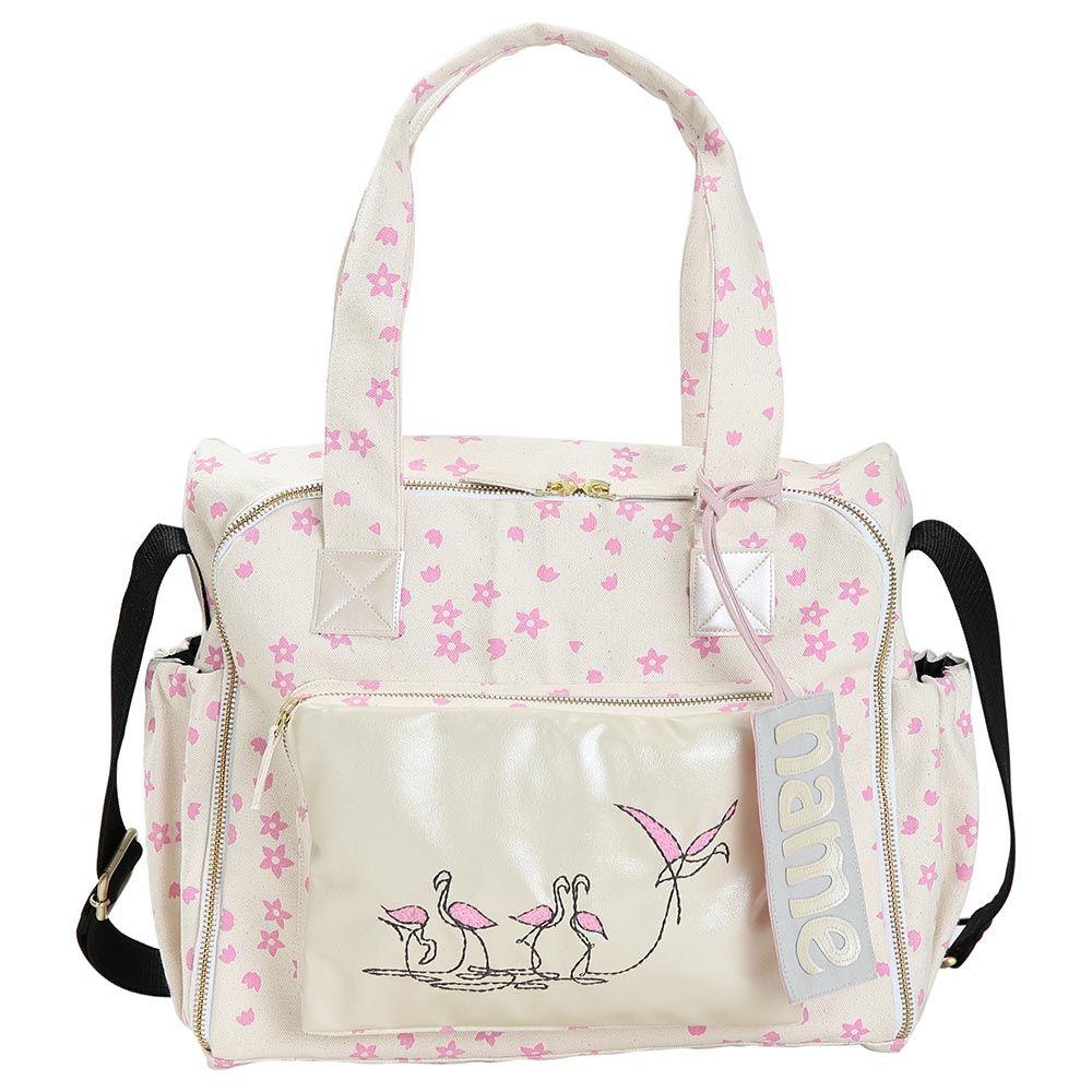 Mi Dulce An'ya - Organic Printed Flamingo Diaper Bag - Pink