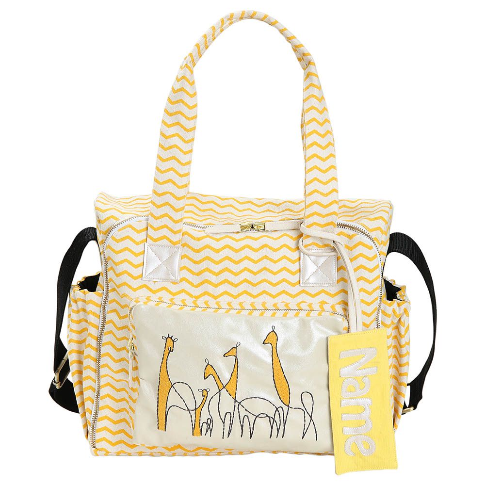 Mi Dulce An'ya - Organic Printed Giraffe Diaper Bag - Yellow