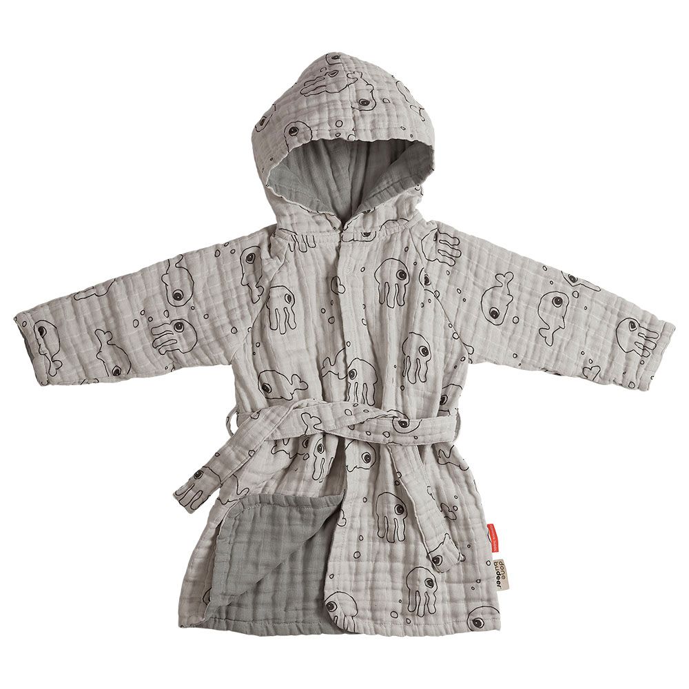 Done By Deer - Sea Friends 3-4Y Bathrobe - Grey