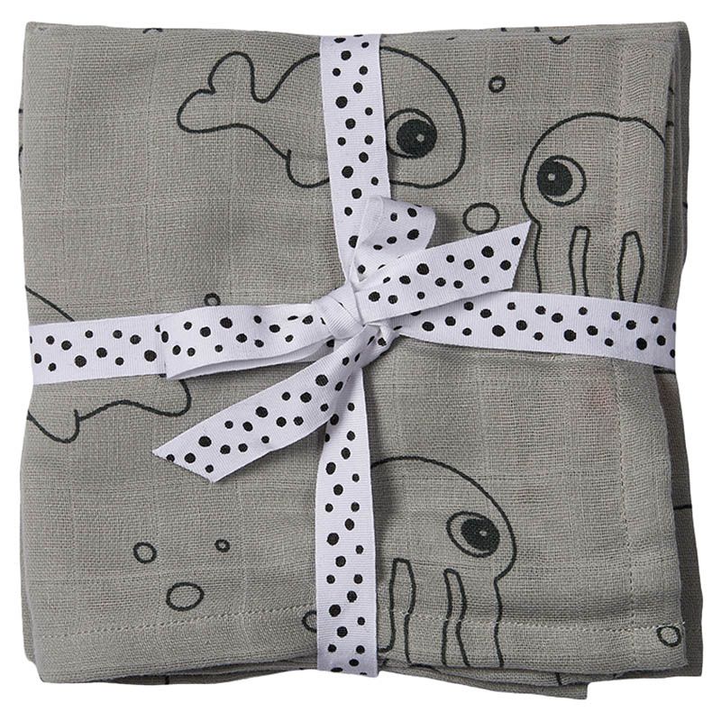 Done By Deer - Swaddle 2-Pack Sea Friends - Grey