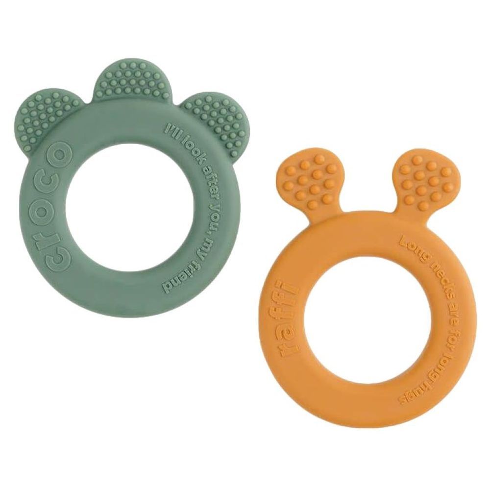 Done By Deer - Teether Deer Friends - Pack Of 2 - Mustard/Green