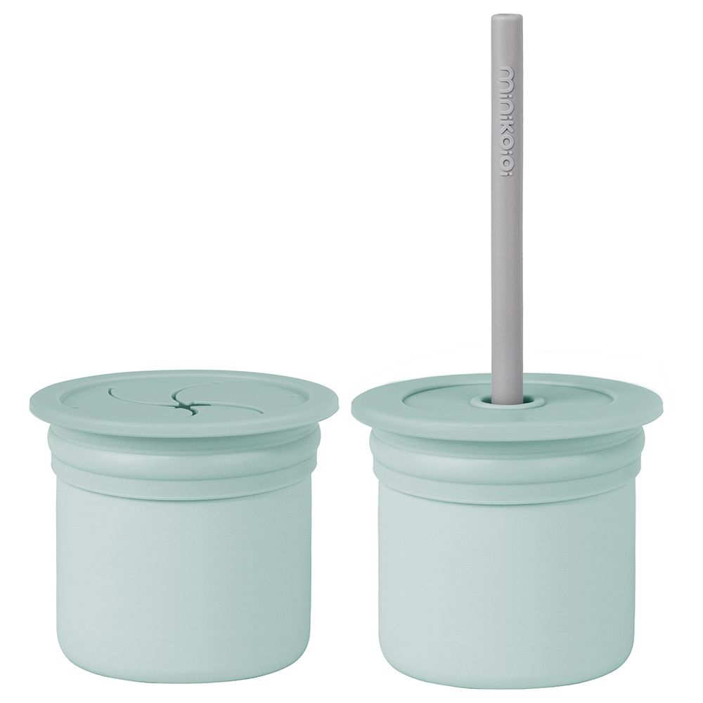 Minikoioi - 2-in-1 Cup Sip & Snack - River Green/Powder Grey