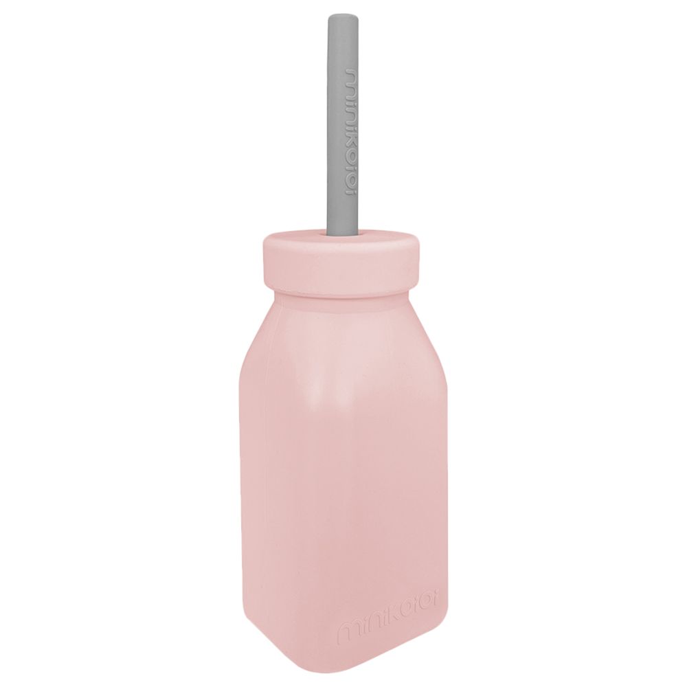 Minikoioi - Bottle & Straw - Pinky Pink/Powder Grey