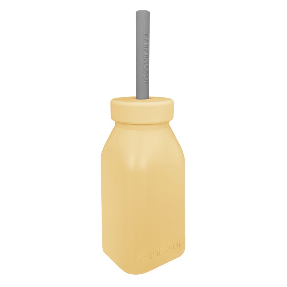 Minikoioi - Bottle & Straw - Mellow Yellow/Powder Grey