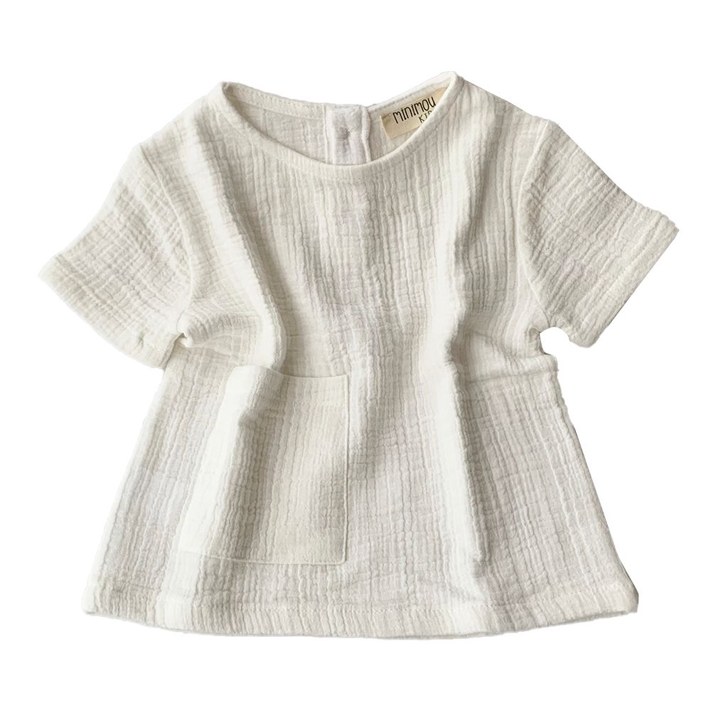 Minimou Kids - Girl Cotton T-shirt - White