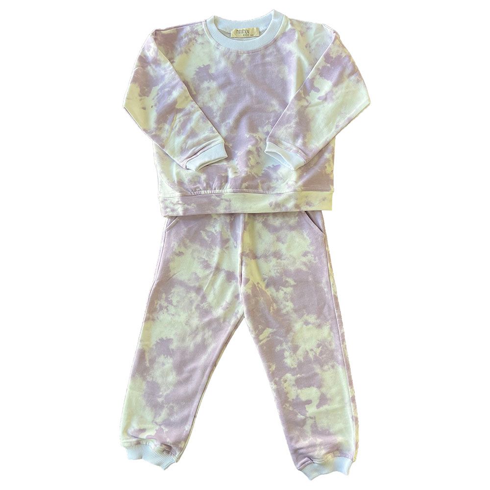 Minimou Kids - Tie Dye Pattern Tracksuit - Lilac