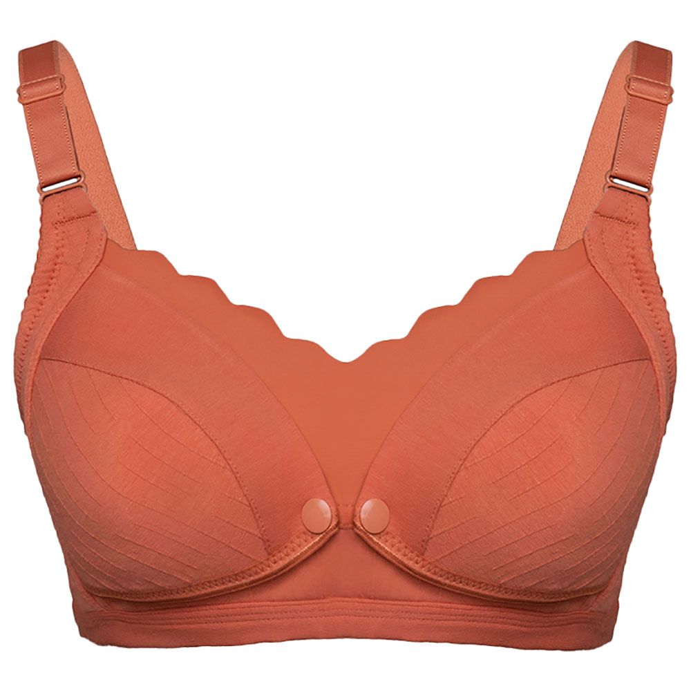 Okus - Comfy Cotton Seamless Nursing Bra - Orange