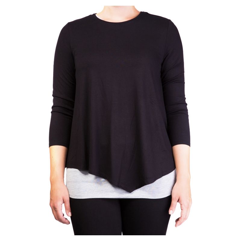 Mama Basics - Maternity & Nursing Top - Black & Grey