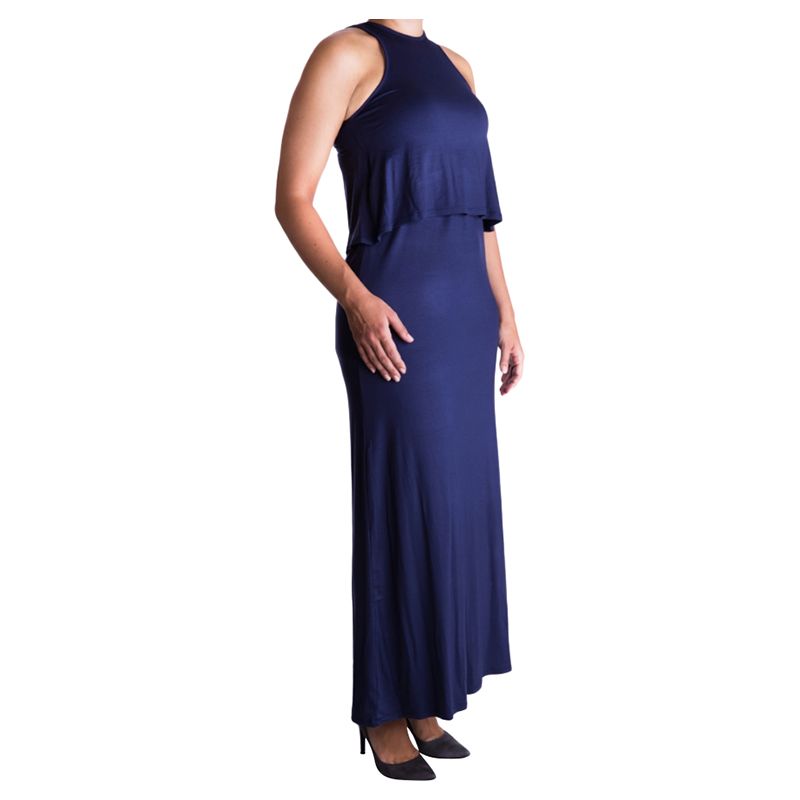 Mama Basics - Long Maternity & Nursing Dress - Navy