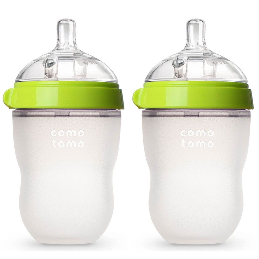 Comotomo - Natural Feel Baby Bottle Double Pack - Green