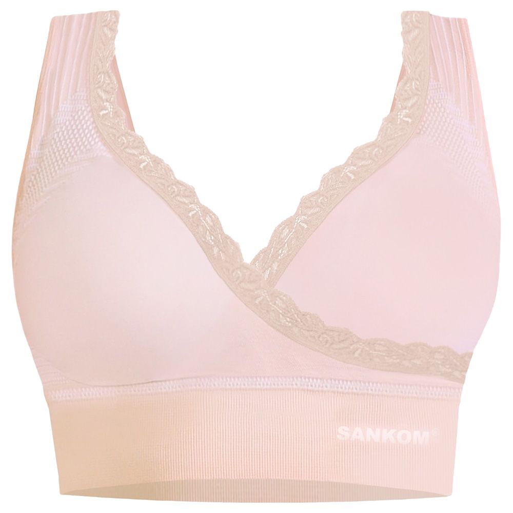 Sankom - Patent Premium Bra W/ Lace - Beige