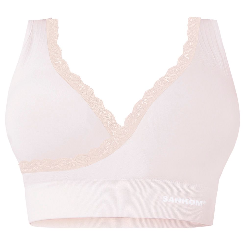 Sankom - Patent Premium Bra W/ Lace - Ivory