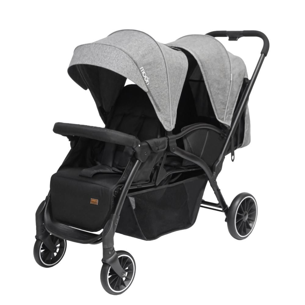 Moon - Dois Foldable Twin Stroller - Grey