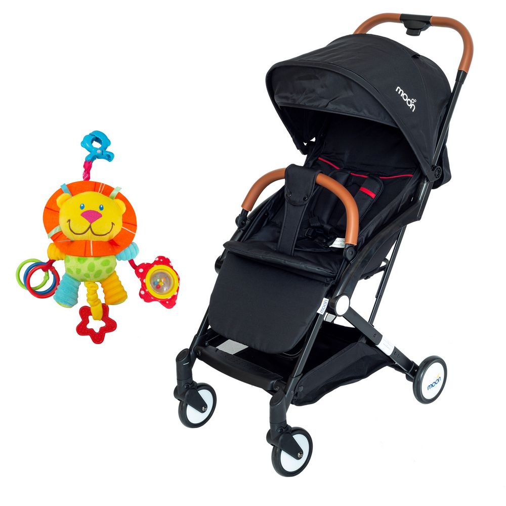 Moon - Ritzi Cabin Stroller & Pull String Musical Toy Lion - Black