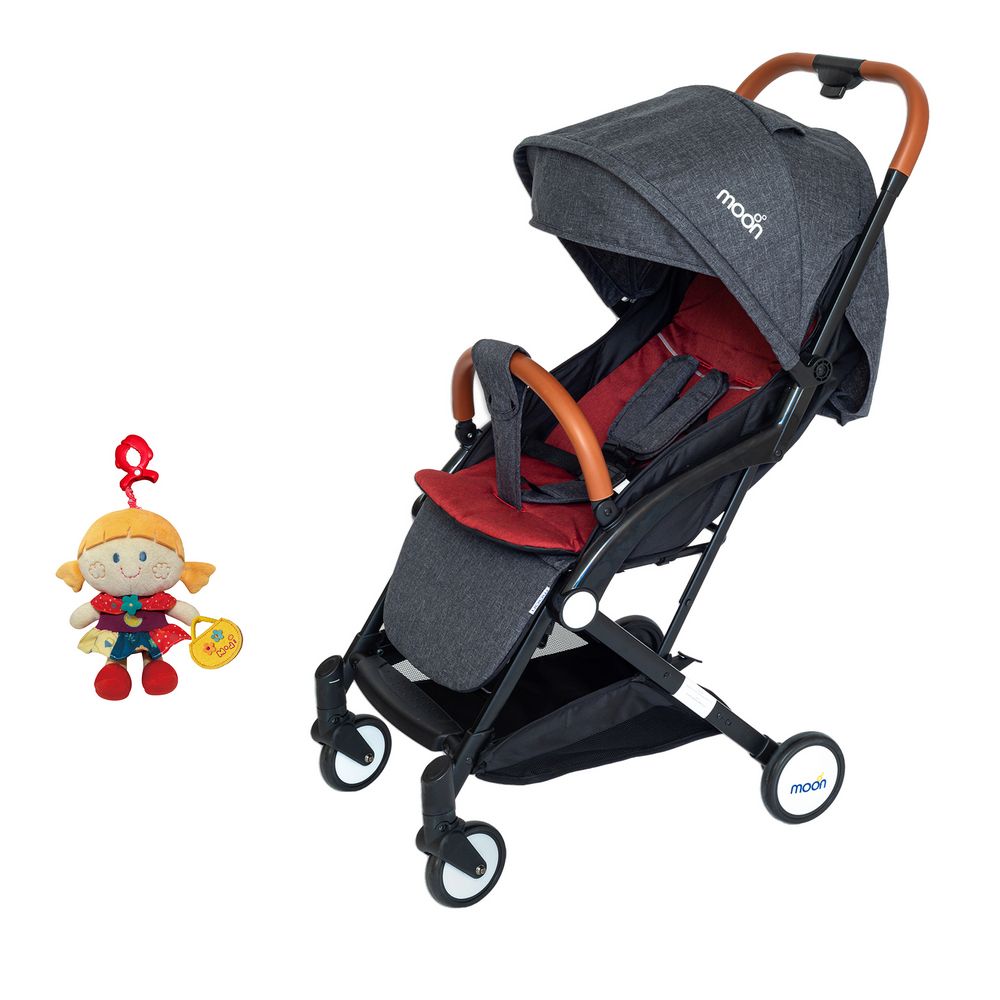 Moon - Ritzi Cabin Stroller & Pull String Musical Toy Girl - Black & Red