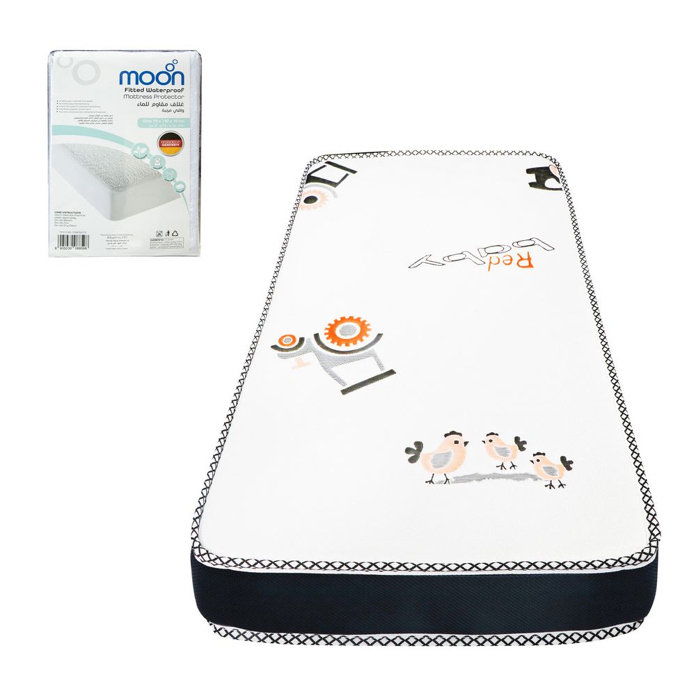 Moon - Crib Mattress W/ Mattress Protector 70 x 140 x 12 cm