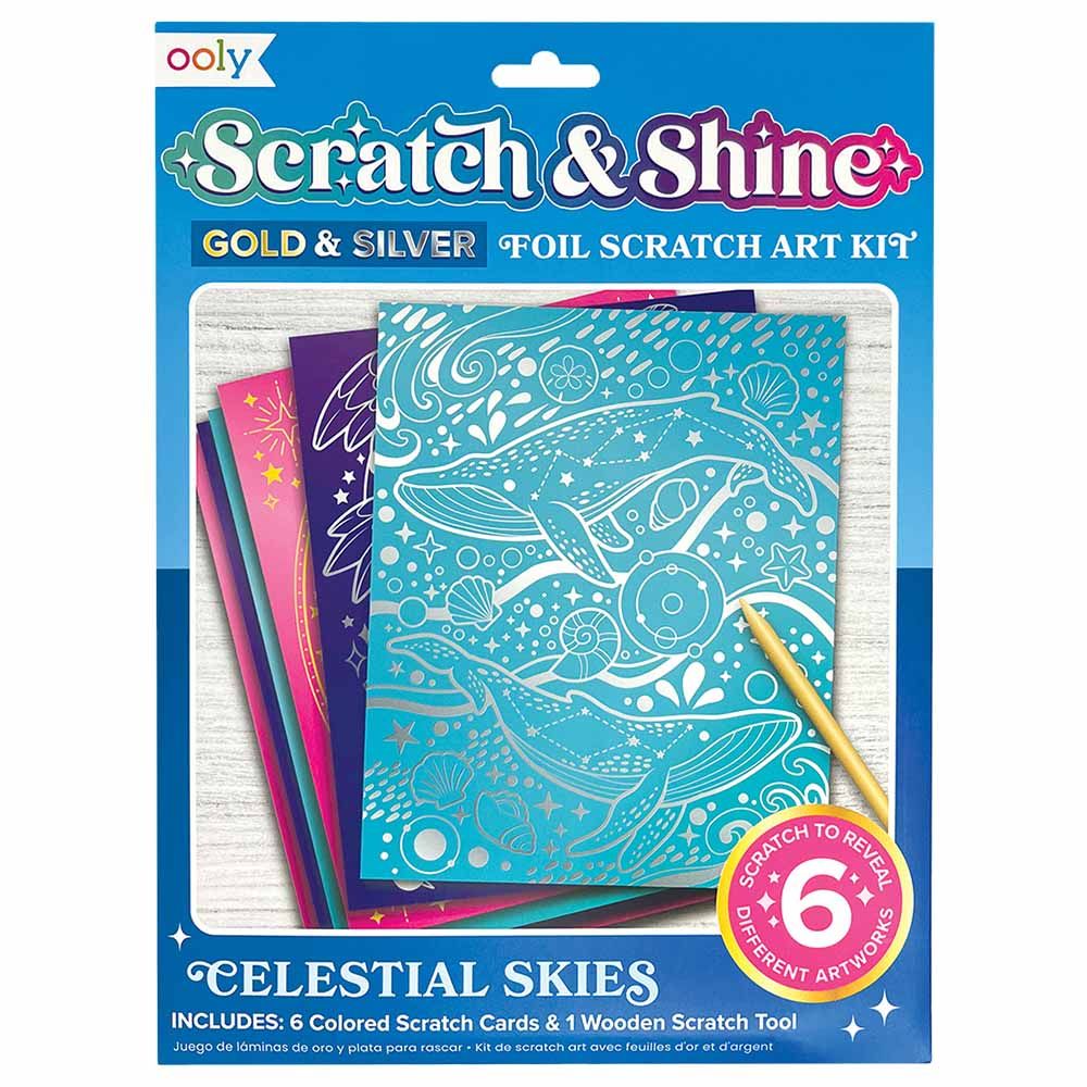 Ooly - Scratch & Shine Foil Scratch Art Kit - Celestial Skies