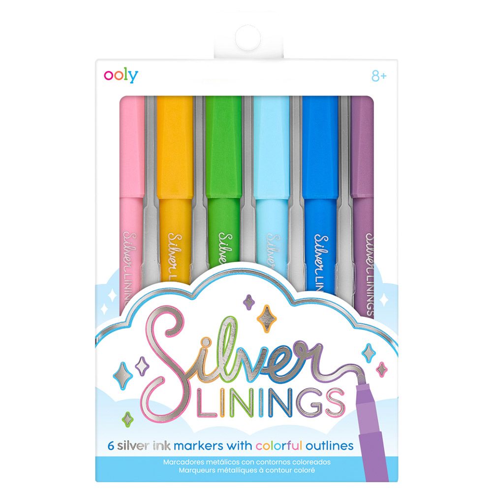 Ooly - Silver Linings Outline Markers - Set Of 6