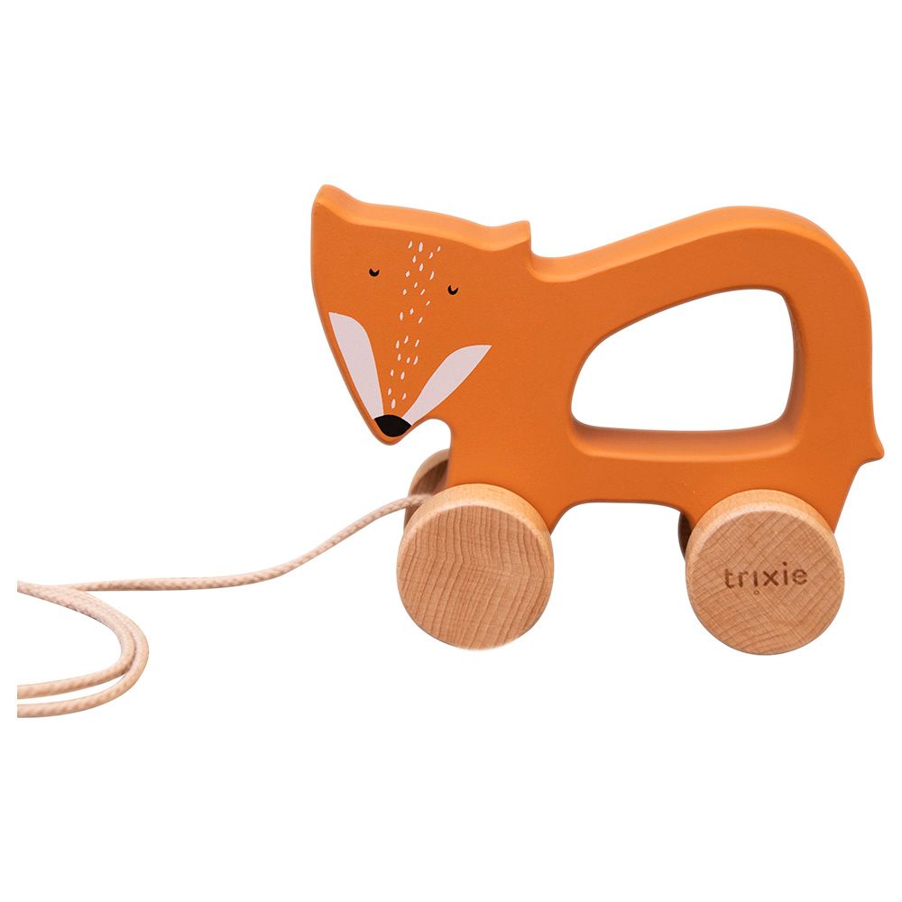 Trixie - Wooden Pull Along Toy - Mr. Fox - Orange