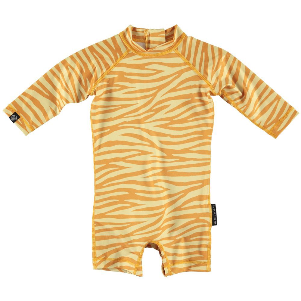 Beach & Bandits - Golden Tiger Baby Swimsuit - Long Sleeve