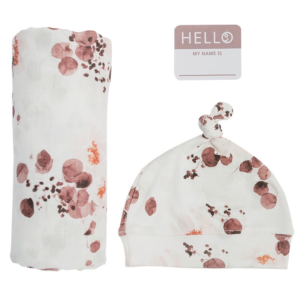 Lulujo - Bamboo Hat & Swaddle Blanket - Eucalyptus