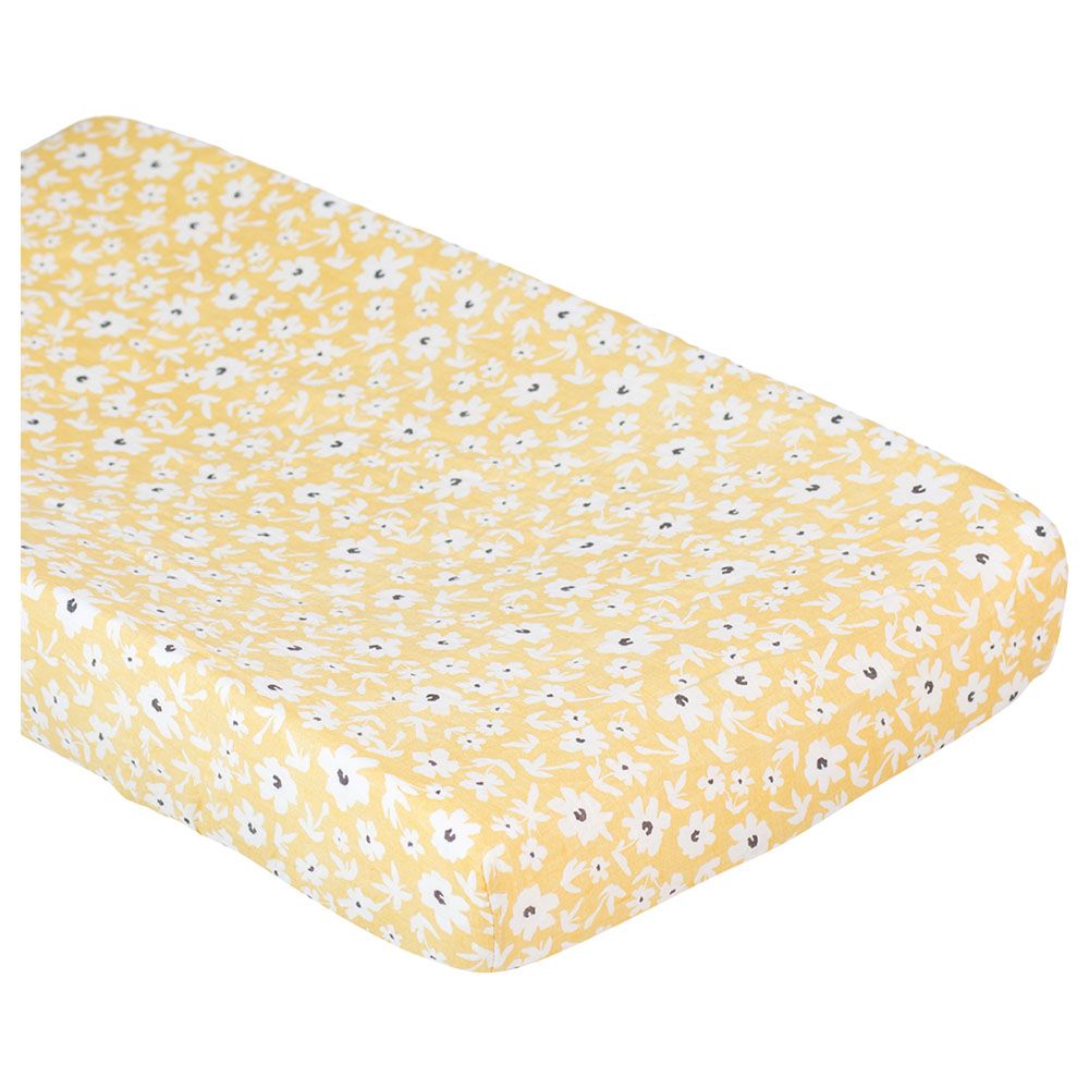 Lulujo - Muslin Change Pad Cover 80 x 40 cm - Yellow Wildflowers