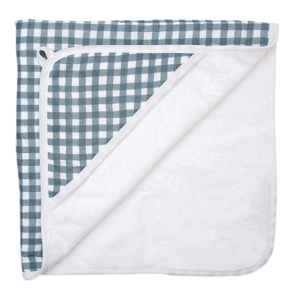 Lulujo - Hooded Towel - Navy Gingham