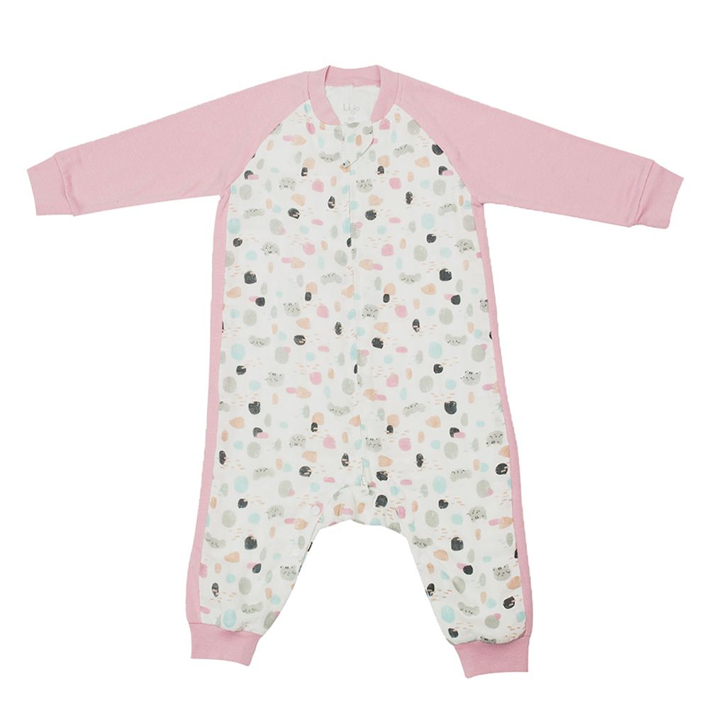 Lulujo - Cat And Mouse Print Sleepsuit - Pink