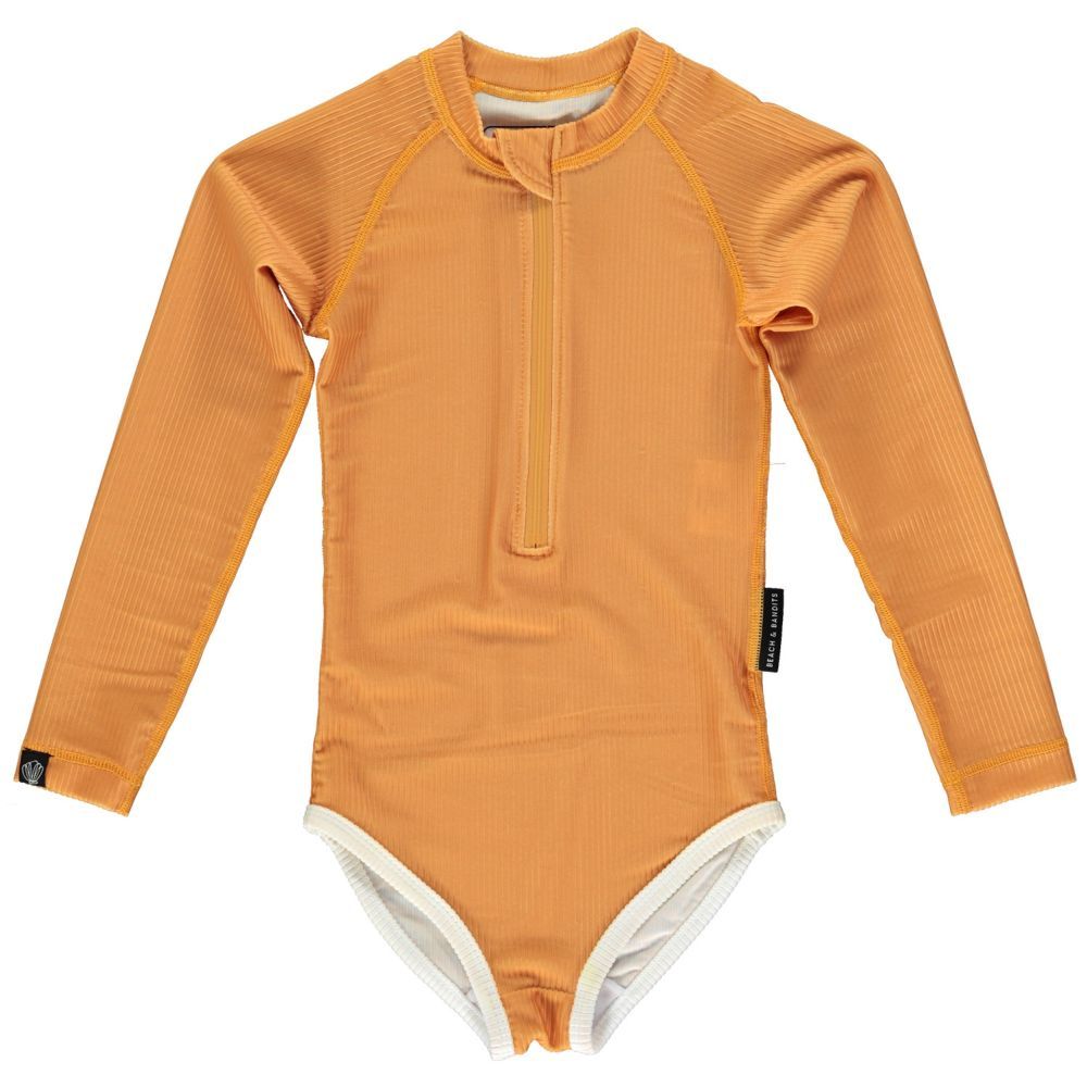 Beach & Bandits - Golden Ribbed Swimsuit - Long Sleeve