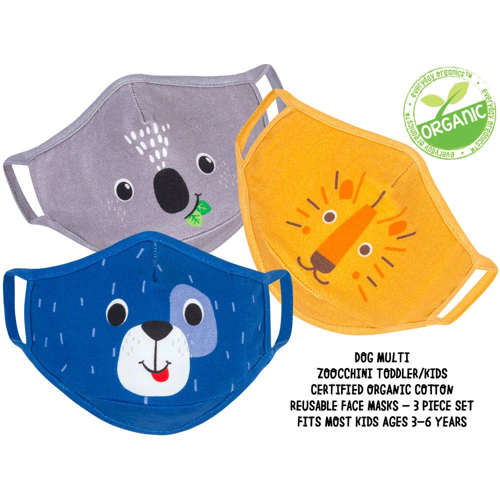 Zoocchini - Reusable Cloth Face Masks Pack of 3 - Dog