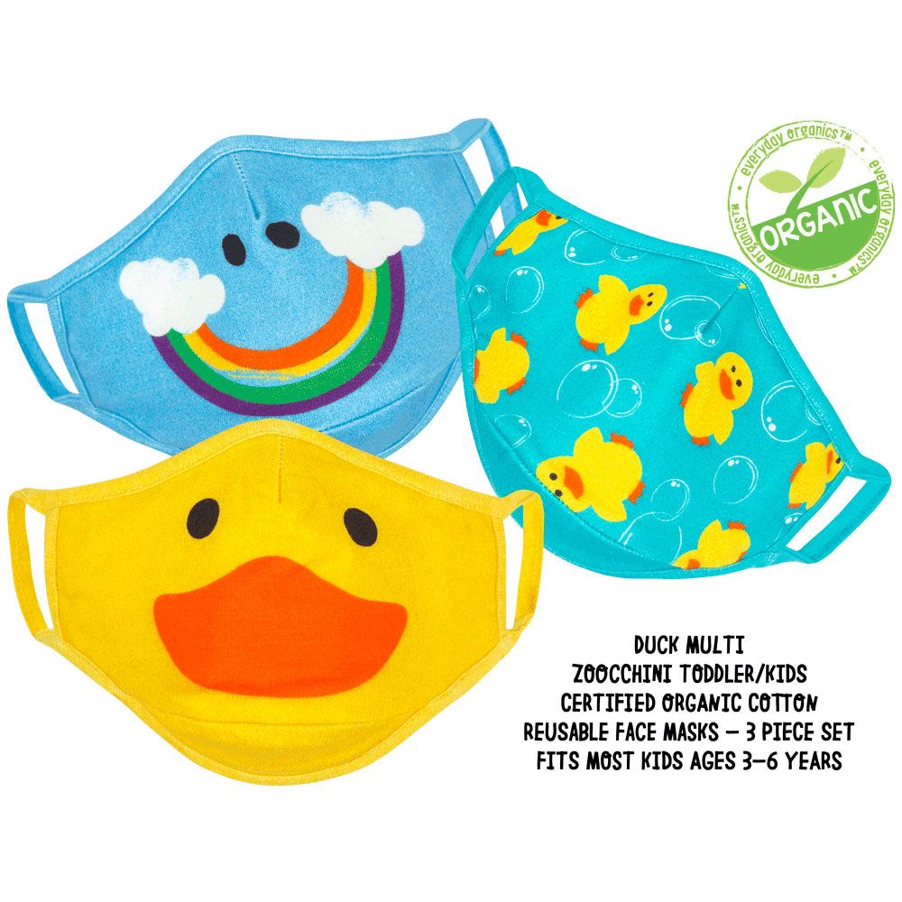 Zoocchini - Reusable Cloth Face Masks Pack of 3 - Duck