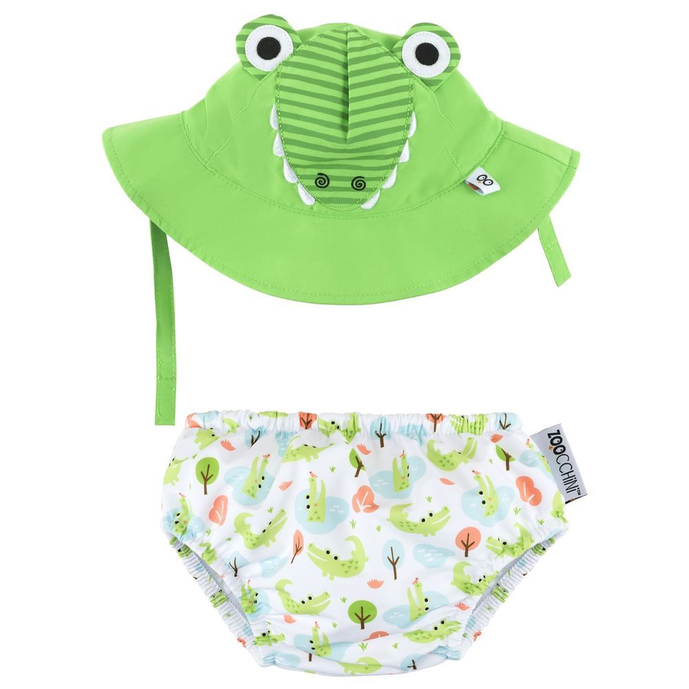 Zoocchini - Baby Swim Diaper & Hat Set - Alligator - Green