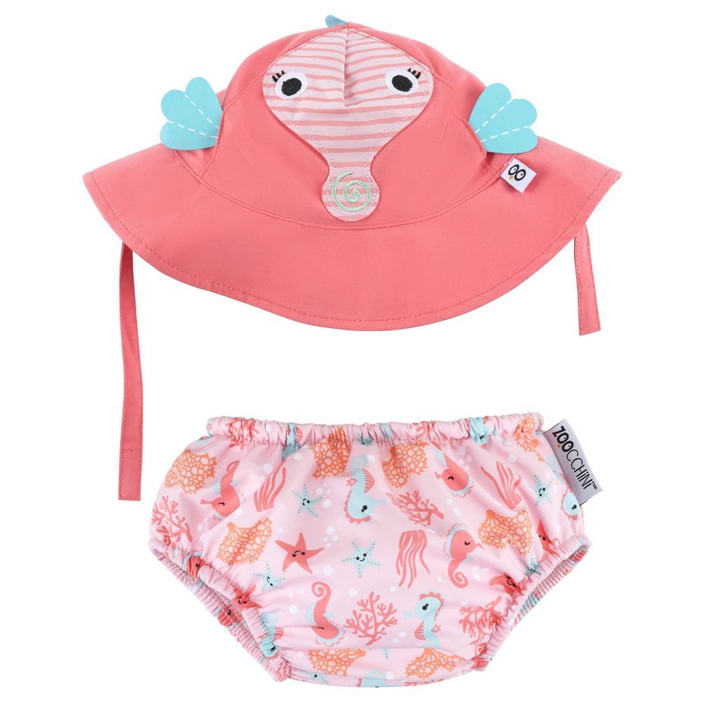 Zoocchini - Baby Swim Diaper & Hat Set - Seahorse