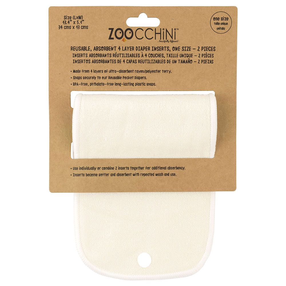 Zoocchini - Reusable Diaper Inserts Pack of 2 - Beige