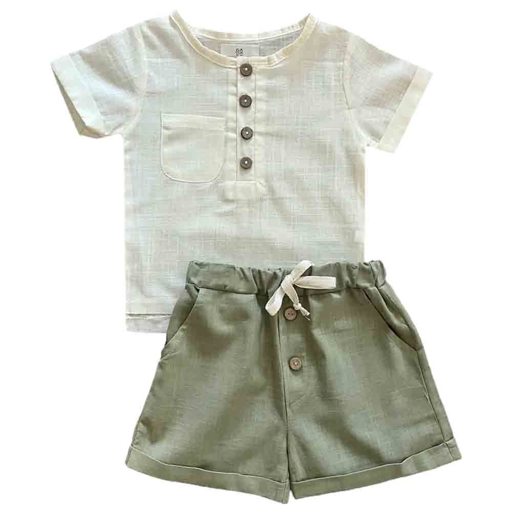 Mon.Amelissa - 2pc-Set - Boys Safari Linen Outfit