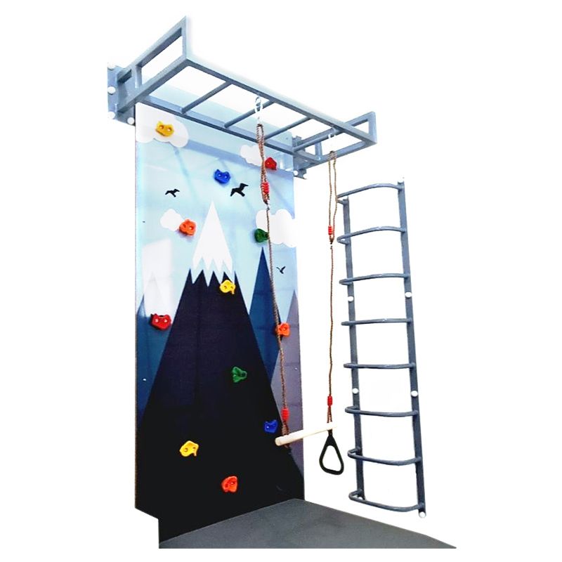 Moon Kids Climb Wall W/ Mountain Graphic Ladder & Monkey Bar