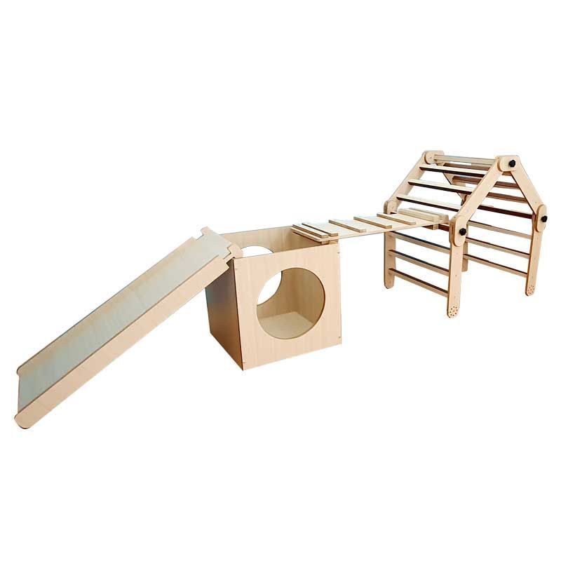 MK - Pikler Triangle with 1 Ramp, Tunnel Box & Slide