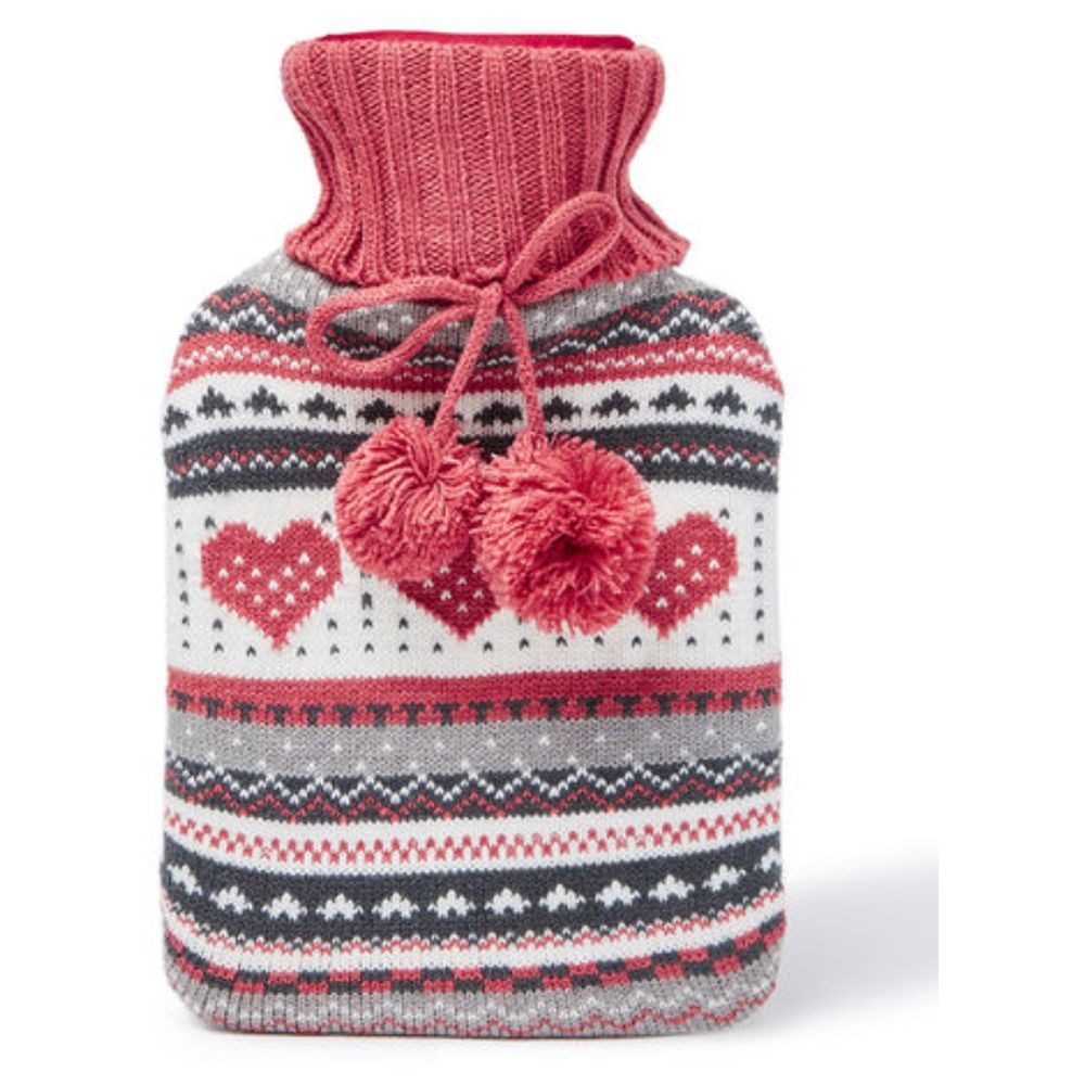 3W Healthcare - Hot Water Bottle - Knitted Cover - 1L - Red