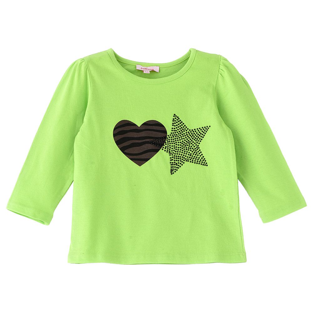 Jelliene - Knit T-Shirt W/ Print - Green