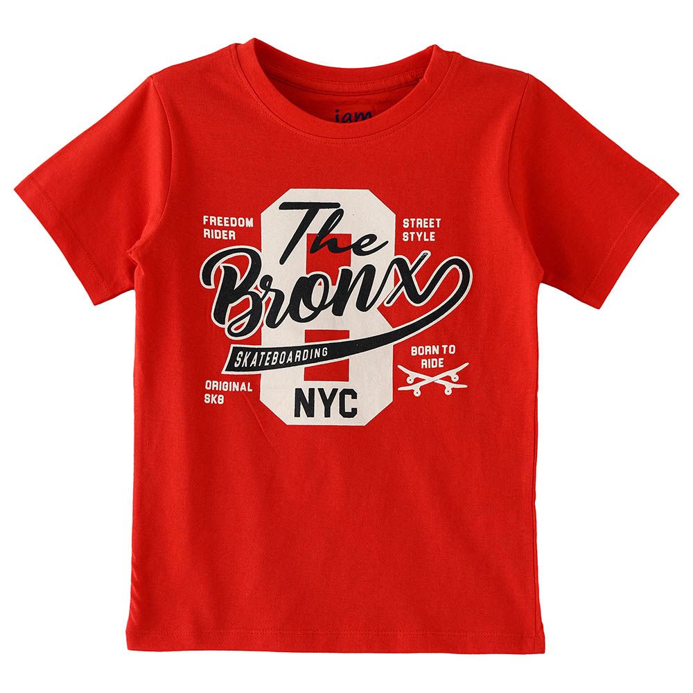 Jam - Boys Basic Round Neck Graphic T-Shirt - Red