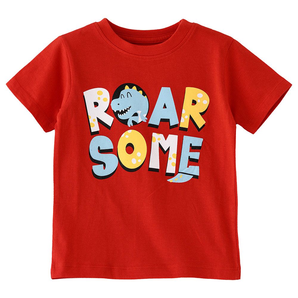 Jam - Boys Printed Basic Round Neck Graphic T-Shirt - Red