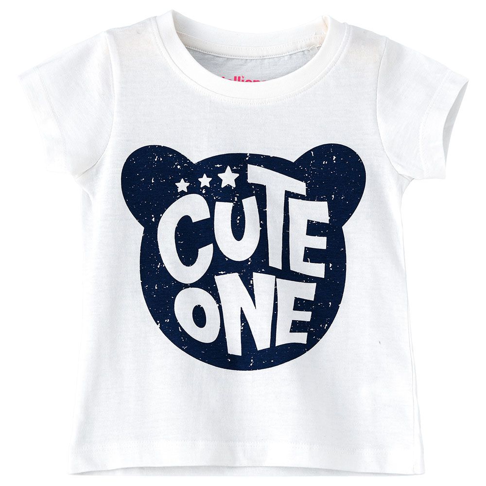 Jelliene - Girls Basic Round Neck Graphic T-Shirt - Bright White