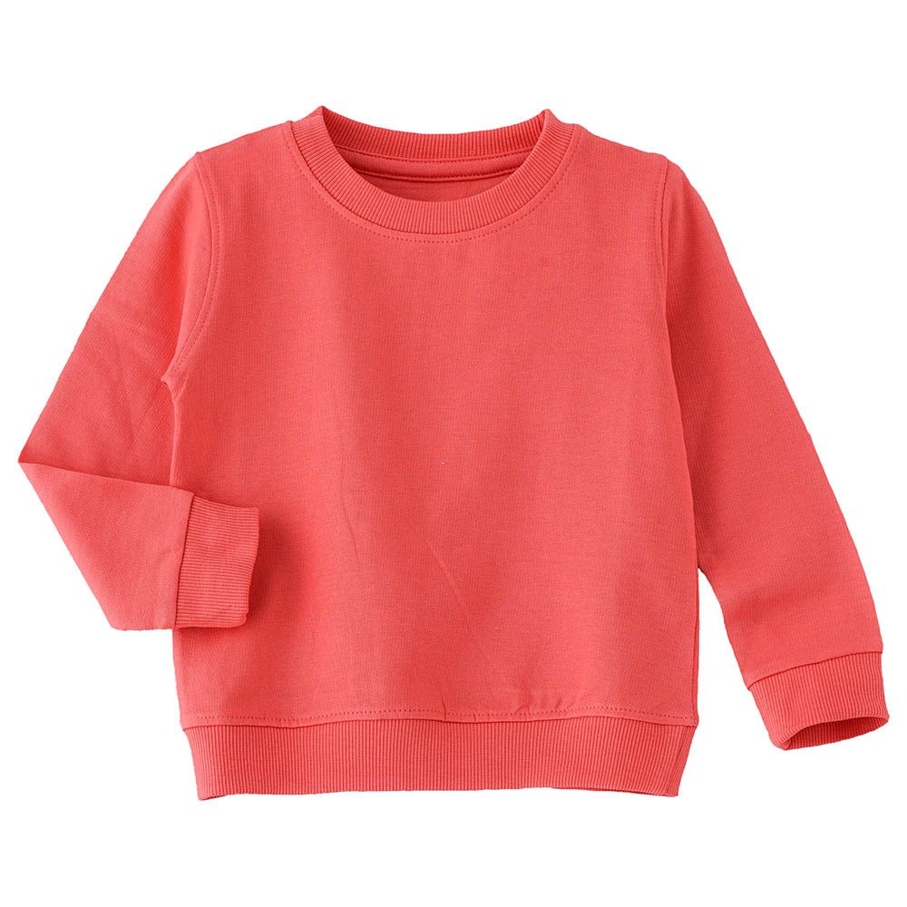 Jelliene - Girls Basic Round Neck Sweat Top - Coral