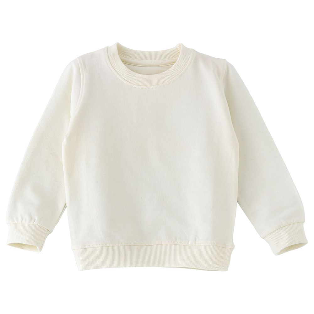 Jelliene - Girls Basic Round Neck Sweat Top - Ivory Cream