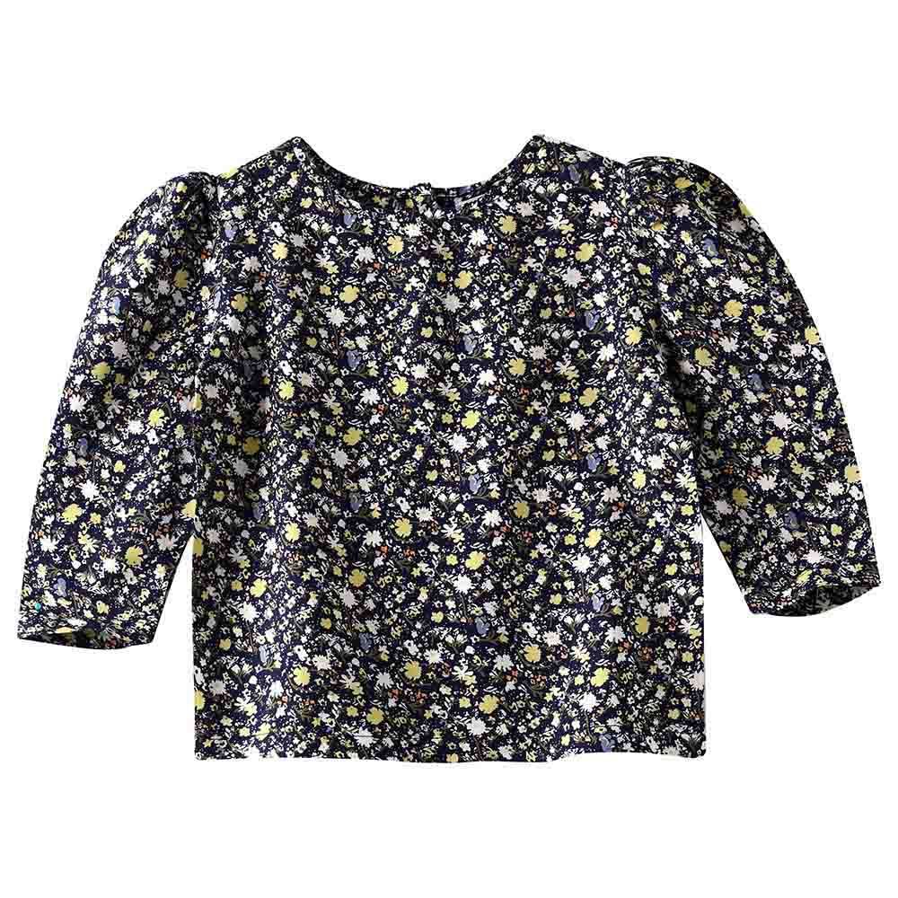 Jelliene - Woven Aop F/Slv Top With Puff Sleeves